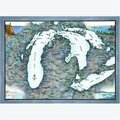 Youngs Wood Michigan Wall Plaque with The Waterways Collection of Artistic Maps 30132